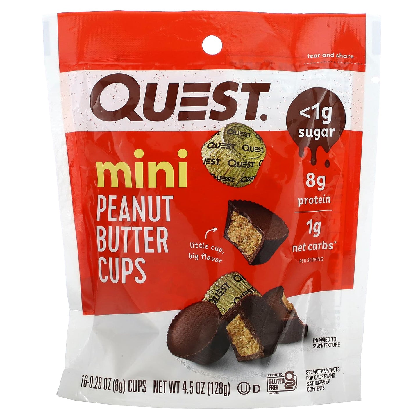 Quest Nutrition-Mini Peanut Butter Cups-16 Cups-0.28 oz (8 g) Each