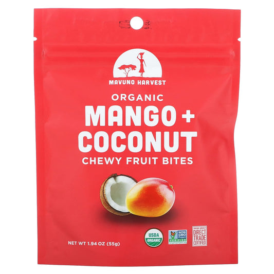 Mavuno Harvest-Organic Chewy Fruit Bites-Mango + Coconut-1.94 oz (55 g)