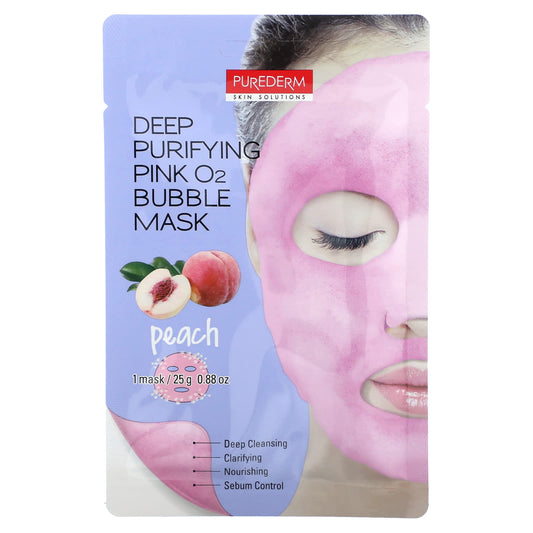 Purederm-Deep Purifying Pink O2 Bubble Beauty Mask-Peach-1 Sheet Mask-0.88 oz (25 g)