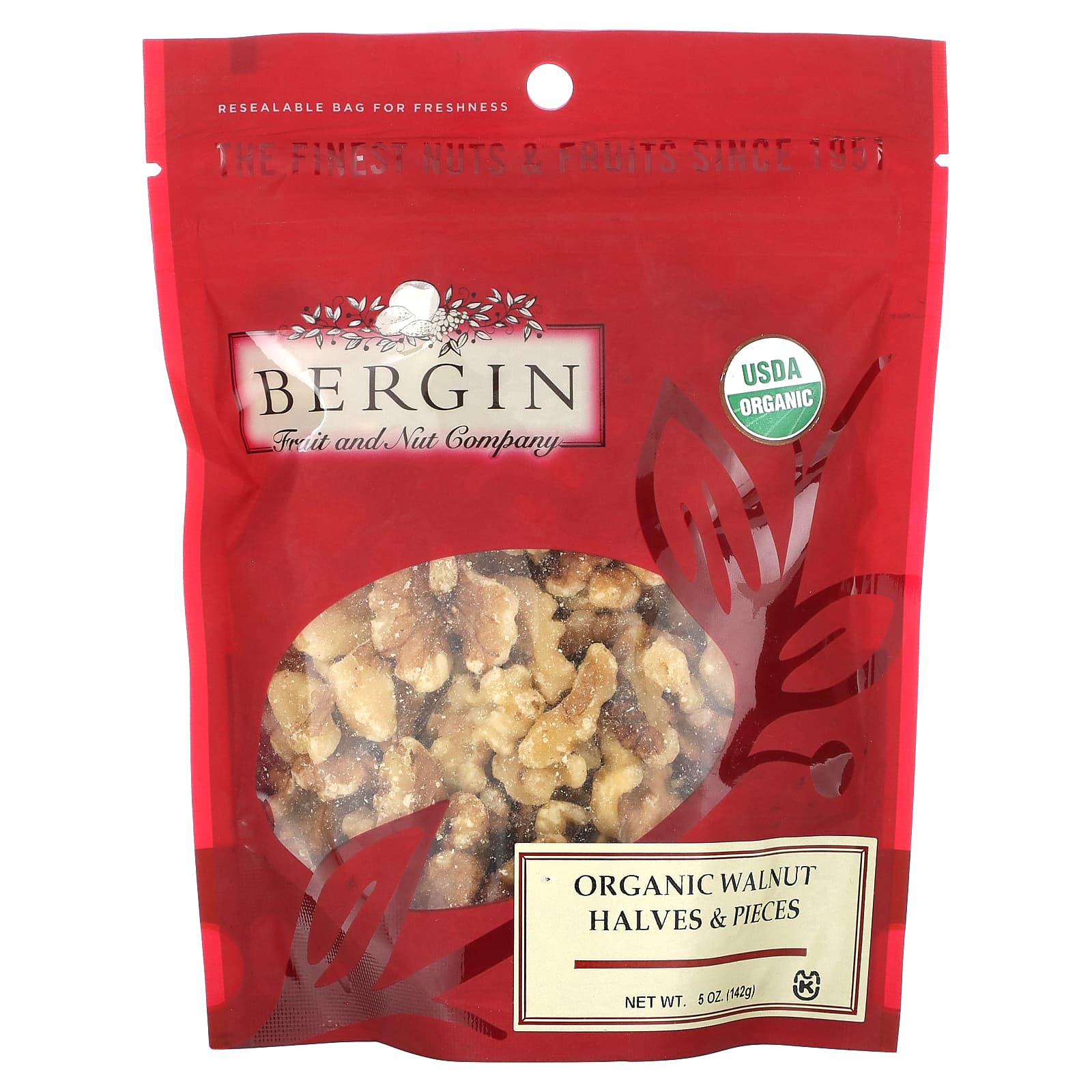 Bergin Fruit and Nut Company-Organic Walnut Halves & Pieces-5 oz (142 g)