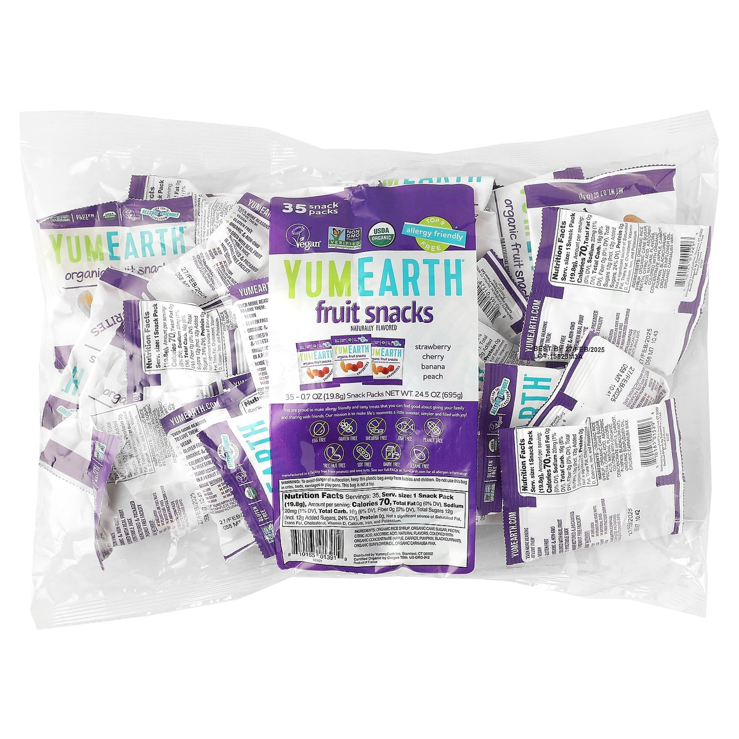 YumEarth-Organic Fruit Snacks-Favorites-35 Snack Packs-0.7 oz (19.8 g) Each