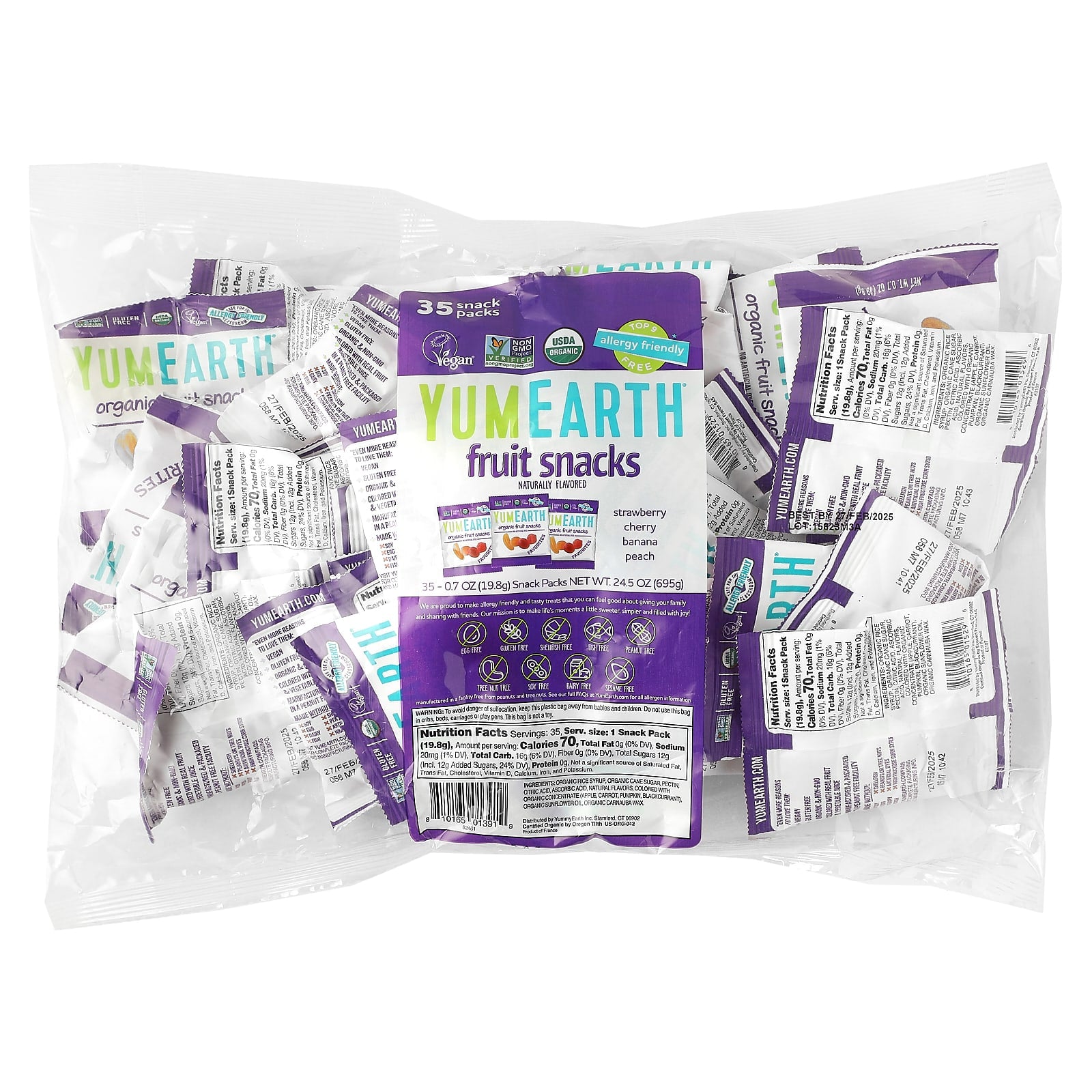 YumEarth-Organic Fruit Snacks-Favorites-35 Snack Packs-0.7 oz (19.8 g) Each