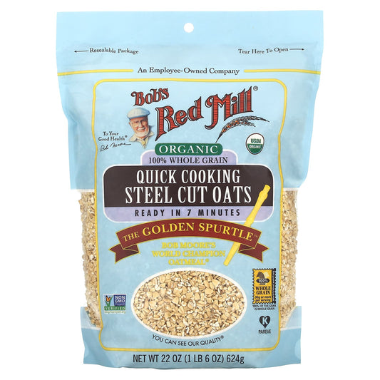 Bob's Red Mill-Organic Quick Cooking Steel Cut Oats-Whole Grain-1 lb 6 oz (624 g)