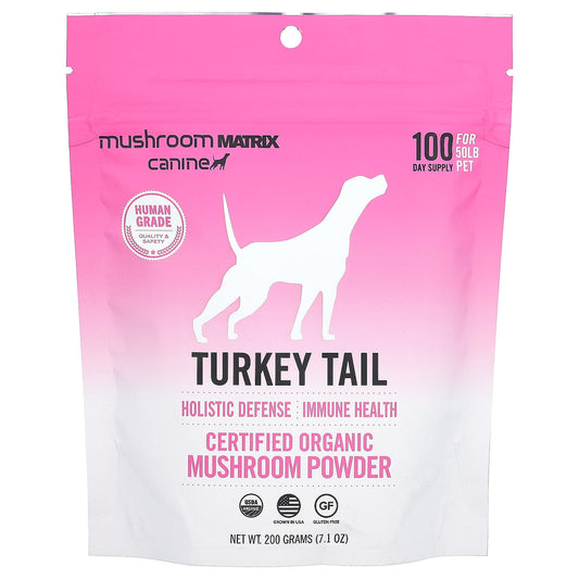 Mushroom Matrix Canine-Turkey Tail-Certified Organic Mushroom Powder- For 50 lb Pet-For Dogs and Cats-7.1 oz (200 g)