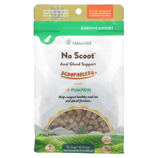 NaturVet-No Scoot Anal Gland Support-Scoopables + Pumpkin-For Dogs-Bacon-45 Scoops-11 oz (315 g)