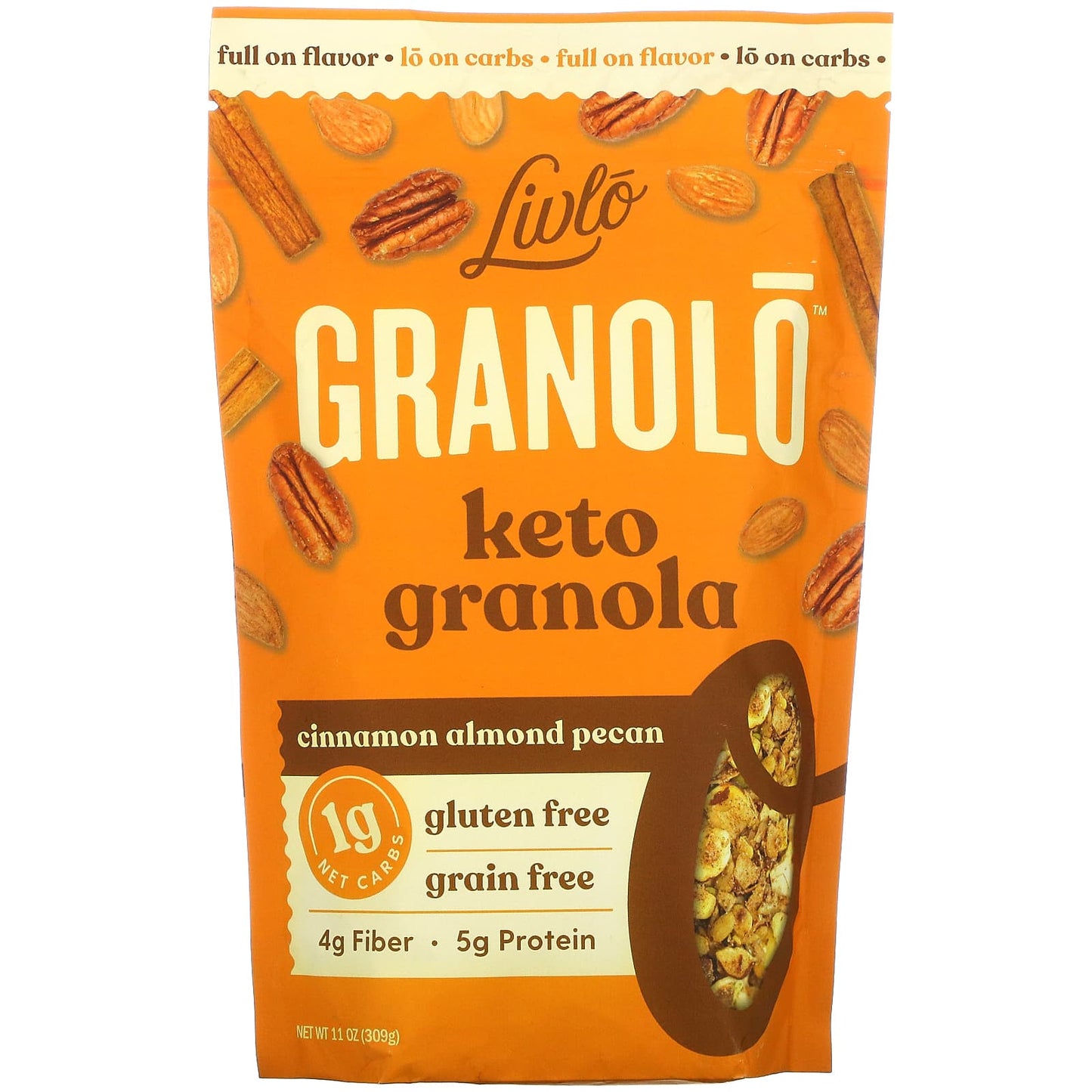 Livlo-Granolo-Keto Granola-Cinnamon Almond Pecan-11 oz (309 g)