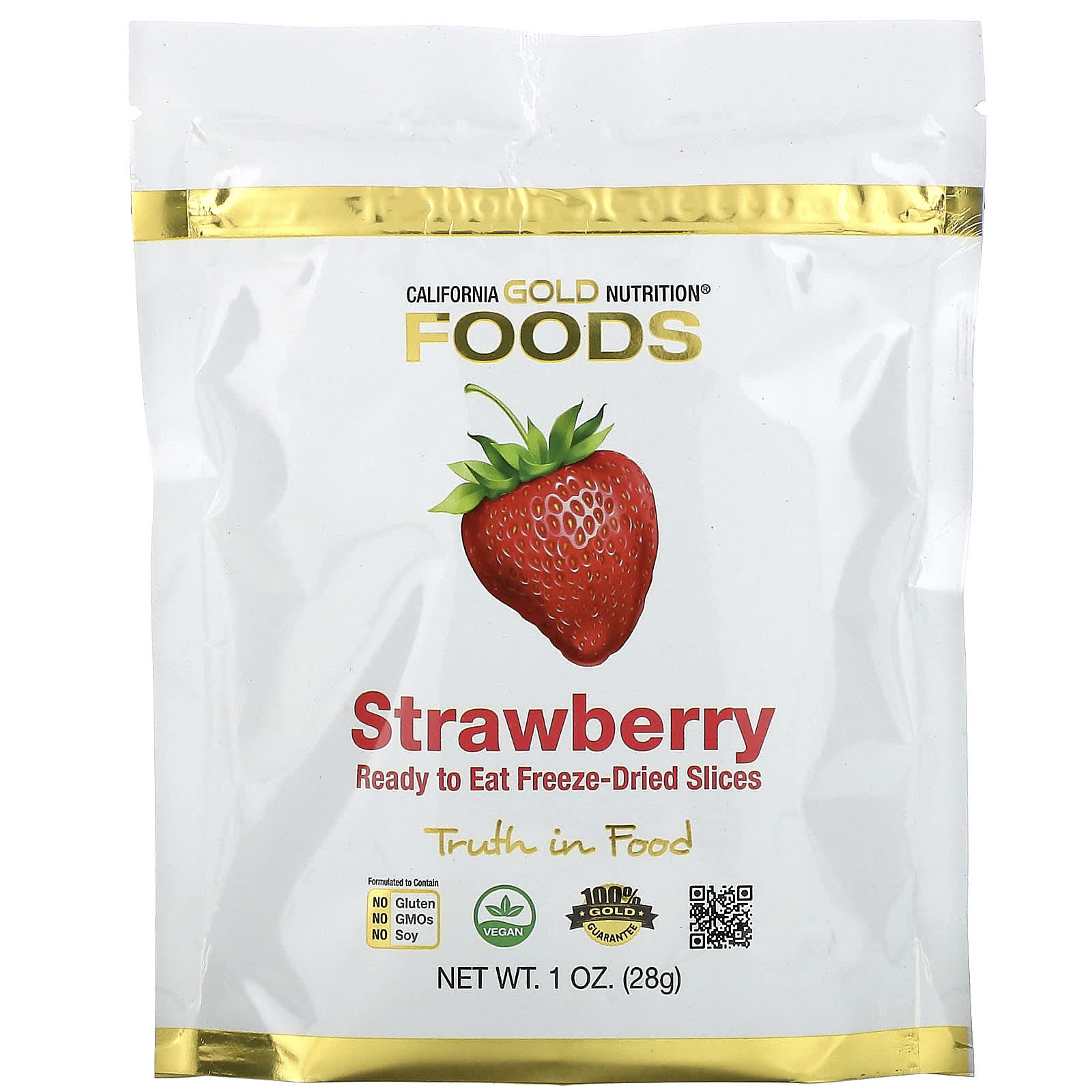 California Gold Nutrition-Freeze-Dried Strawberry-Ready to Eat Whole Freeze-Dried Slices-1 oz (28 g)