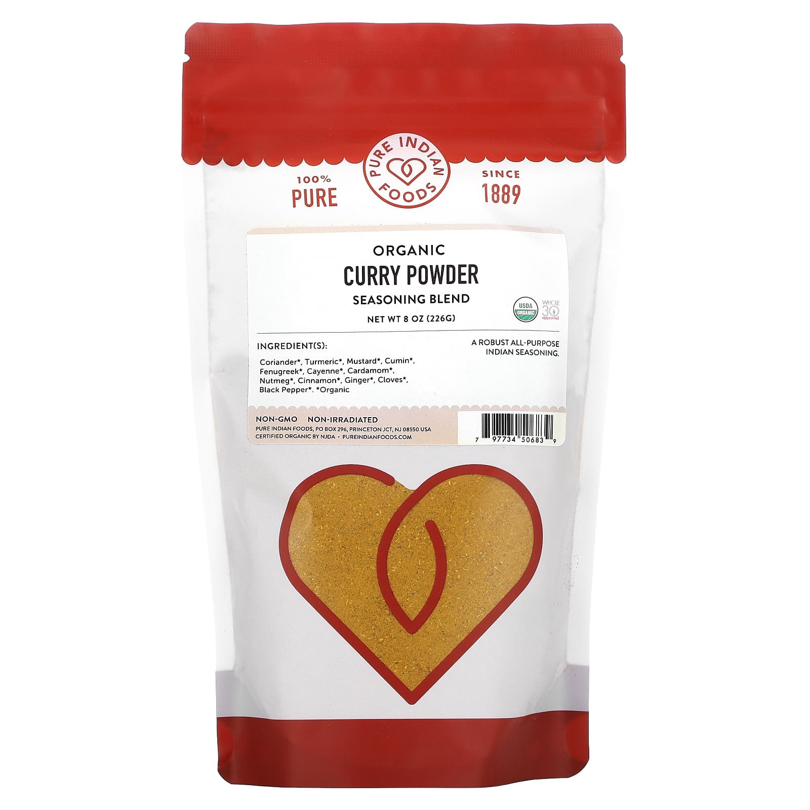 Pure Indian Foods-Organic Curry Powder-Seasoning Blend-8 oz (226 g)