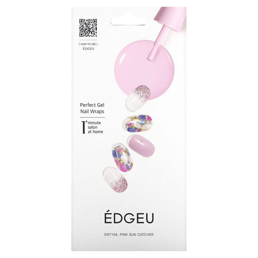 Edgeu-Perfect Gel Nail Wraps-ENT104-Pink Sun Catcher-16 Piece Strips Set