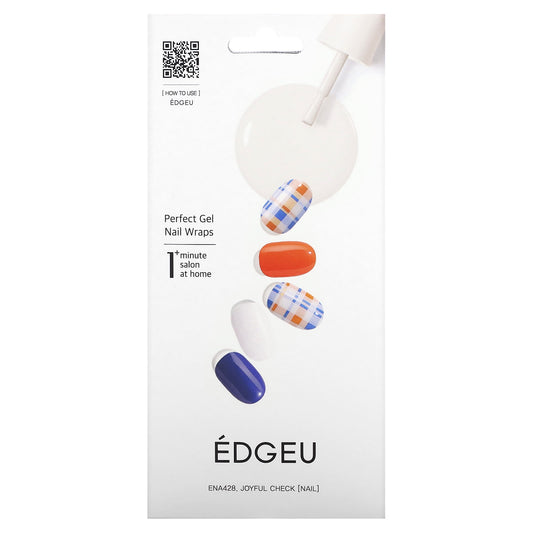 Edgeu-Perfect Gel Nail Wraps-ENA428-Joyful Check-16 Piece Strips Set