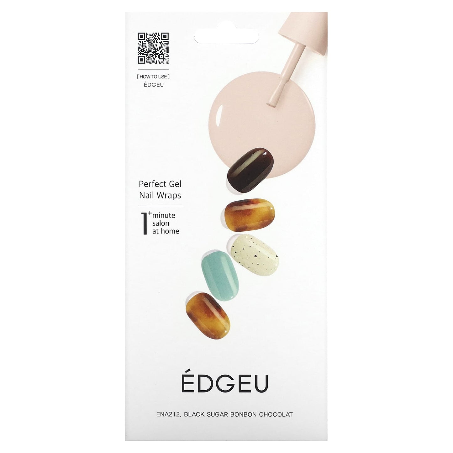 Edgeu-Perfect Gel Nail Wraps-ENA212-Black Sugar Bonbon Chocolat-16 Piece Strips Set