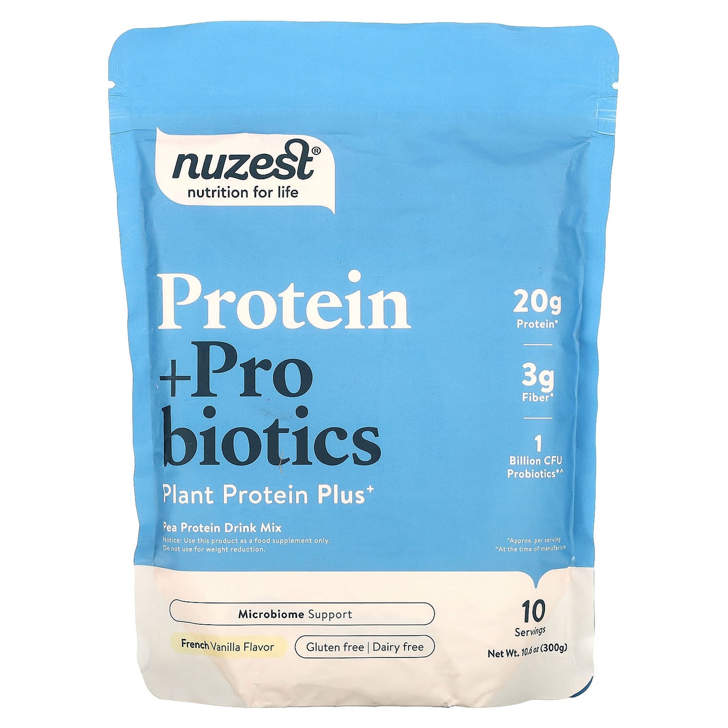 Nuzest-Protein + Probiotics-French Vanilla-10.6 oz (300 g)