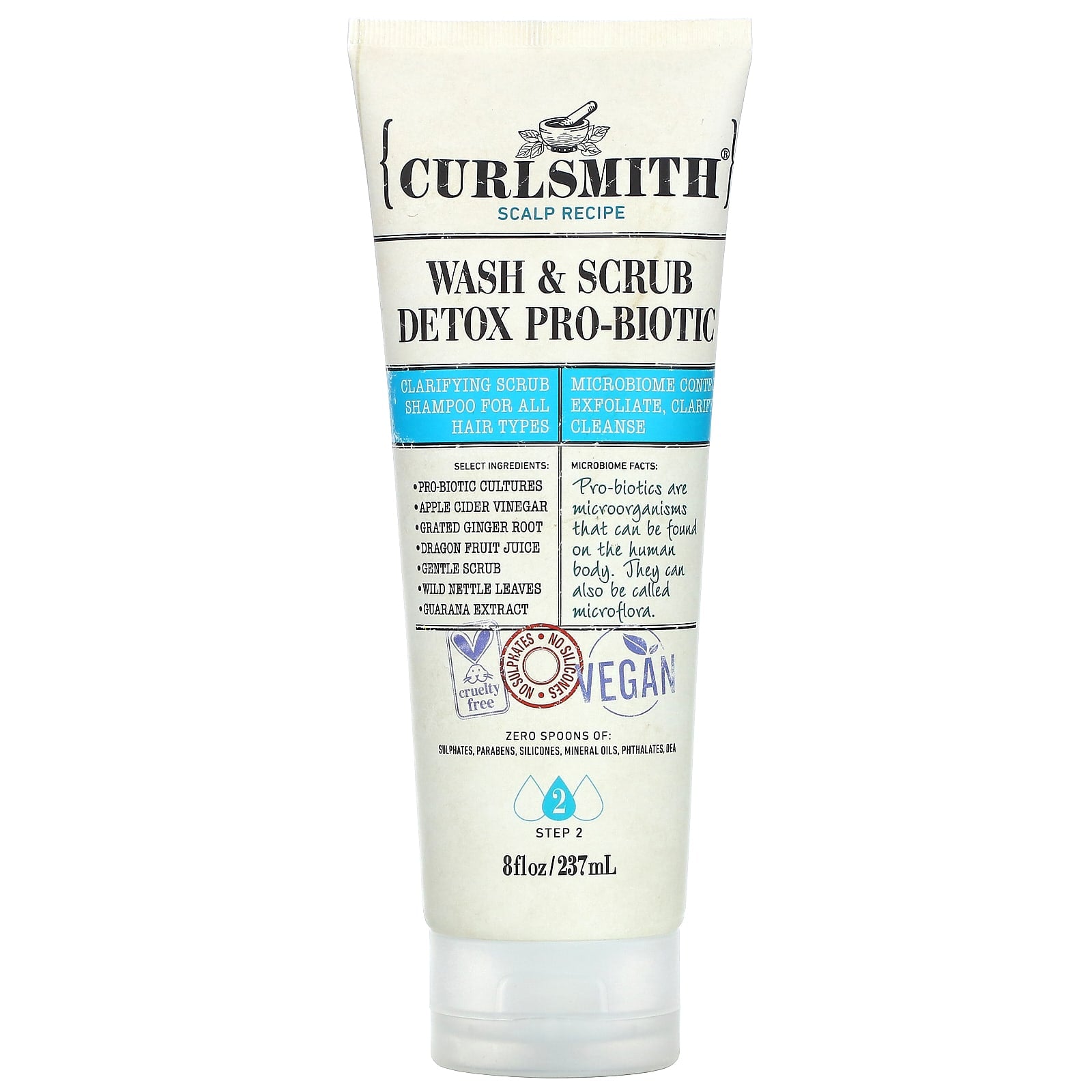 Curlsmith-Wash & Scrub Detox Pro-Biotic Shampoo-All Hair Types-Step 2-8 fl oz (237 ml)