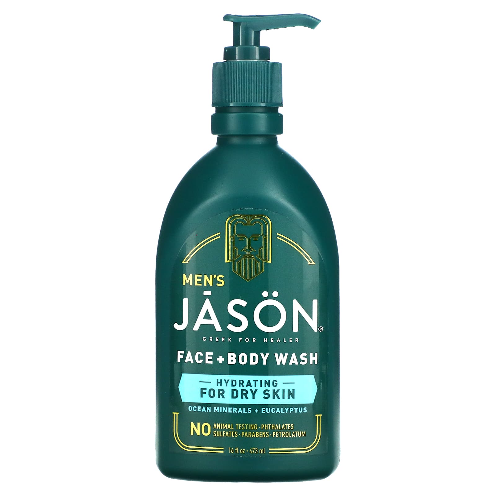 Jason Natural-Men's-Face + Body Wash-Ocean Minerals + Eucalyptus-16 fl oz (473 ml)