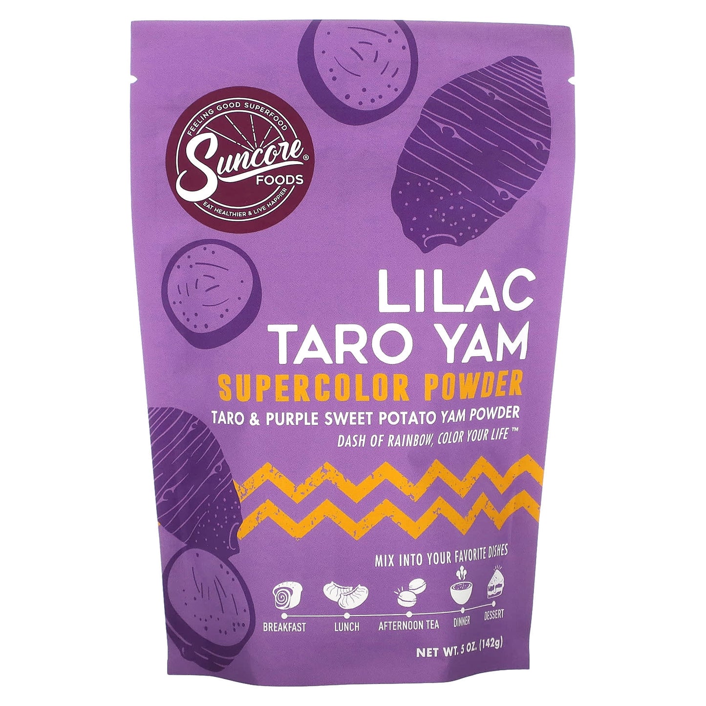 Suncore Foods-Lilac Taro Yam Supercolor Powder-Taro & Purple Sweet Potato Yam-5 oz (142 g)