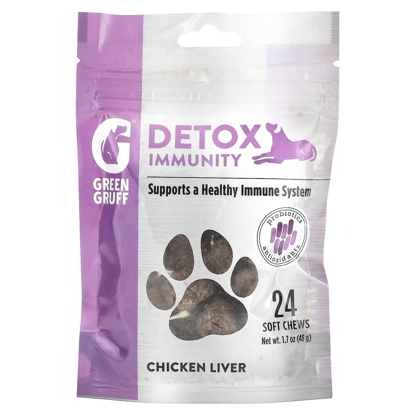 Green Gruff-Detox Immunity-Chicken Liver-24 Chews-1.7 oz (48 g)