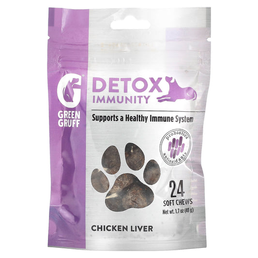 Green Gruff-Detox Immunity-Chicken Liver-24 Chews-1.7 oz (48 g)