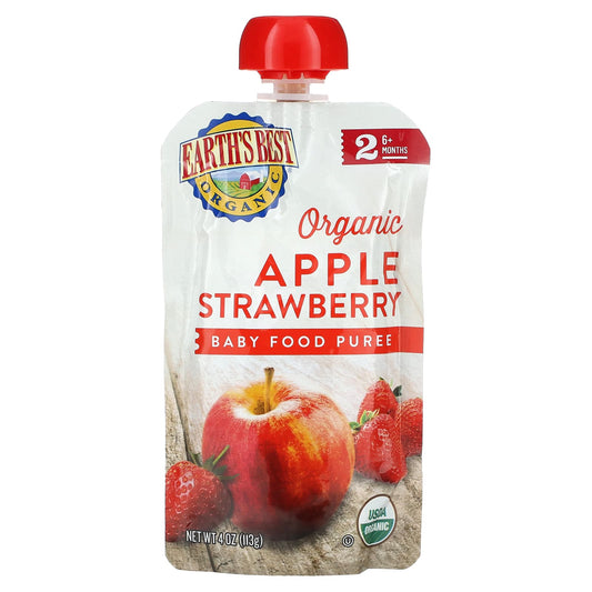 Earth's Best-Organic Baby Food Puree-6+ Months-Apple Strawberry-4 oz (113 g)