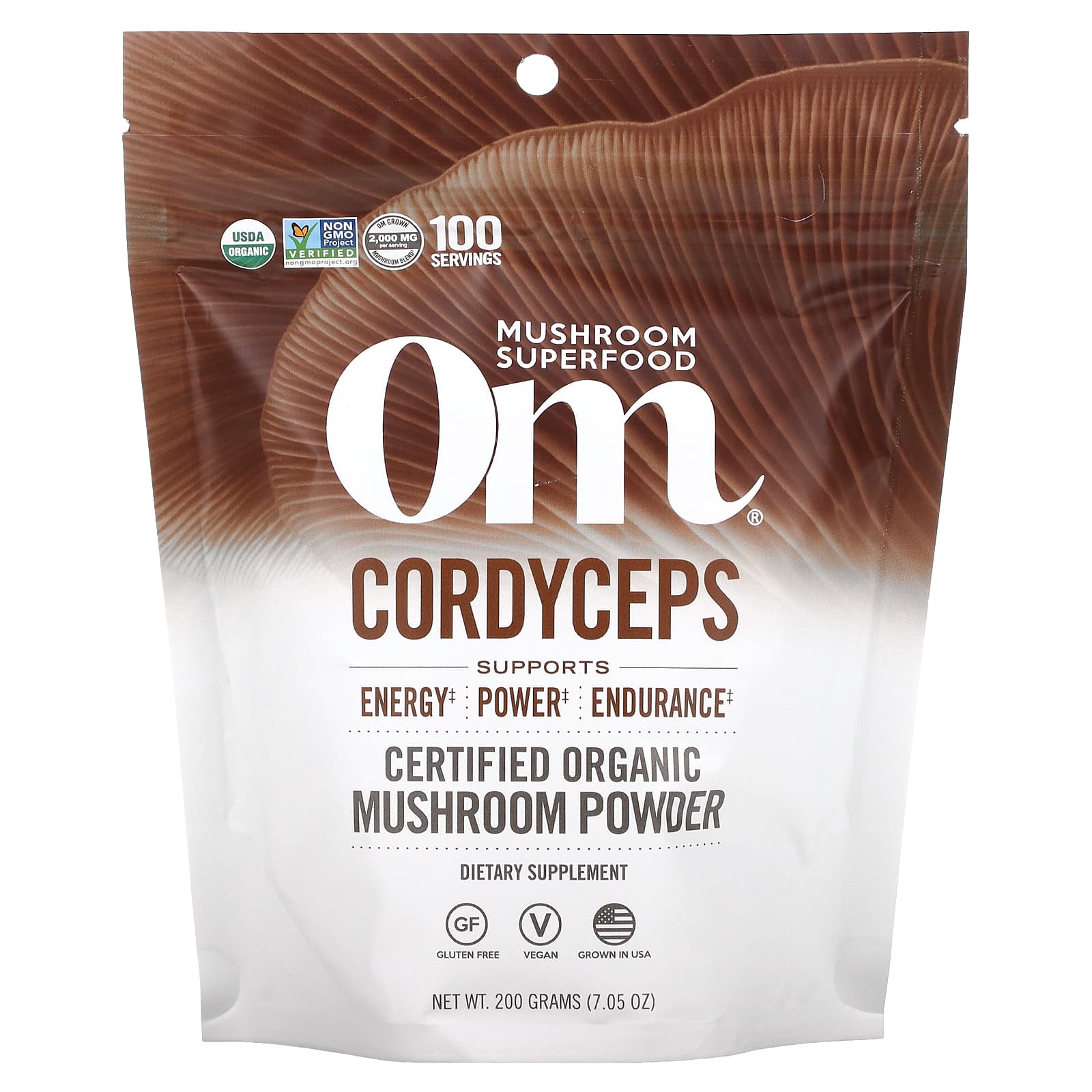 Om Mushrooms-Certified Organic Mushroom Powder-Cordyceps-7.05 oz (200 g)