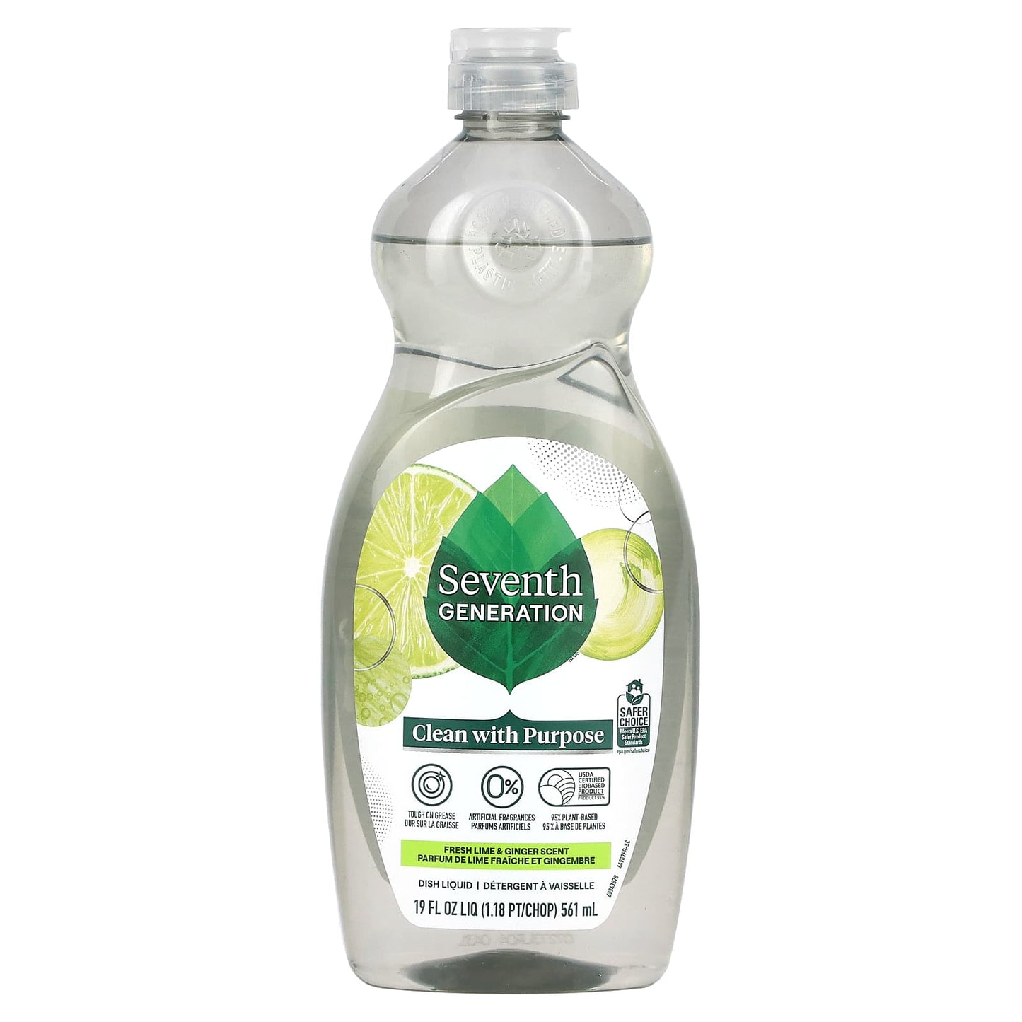 Seventh Generation-Dish Liquid-Fresh Lime & Ginger-19 fl oz (561 ml)