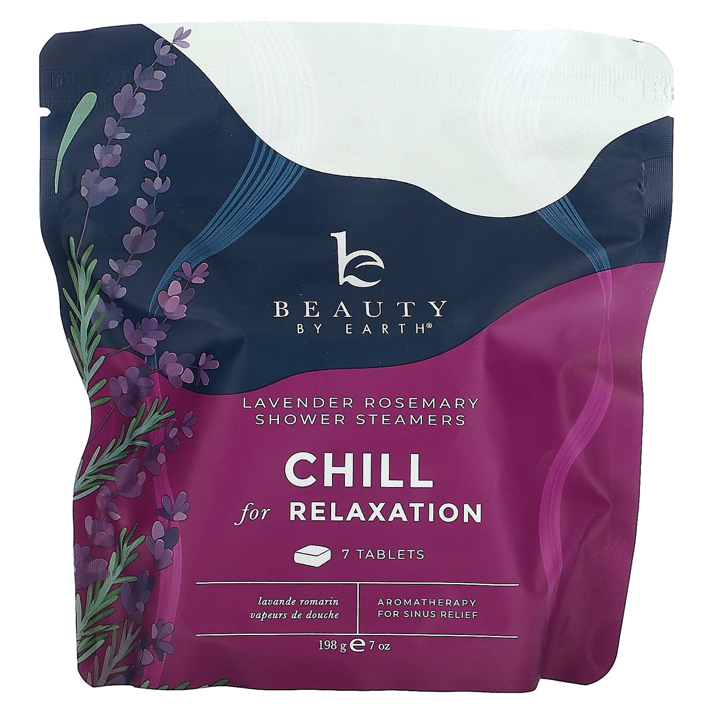 Beauty By Earth-Chill for Relaxation-Shower Steamers-Lavender Rosemary-7 Tablets-7 oz (198 g)