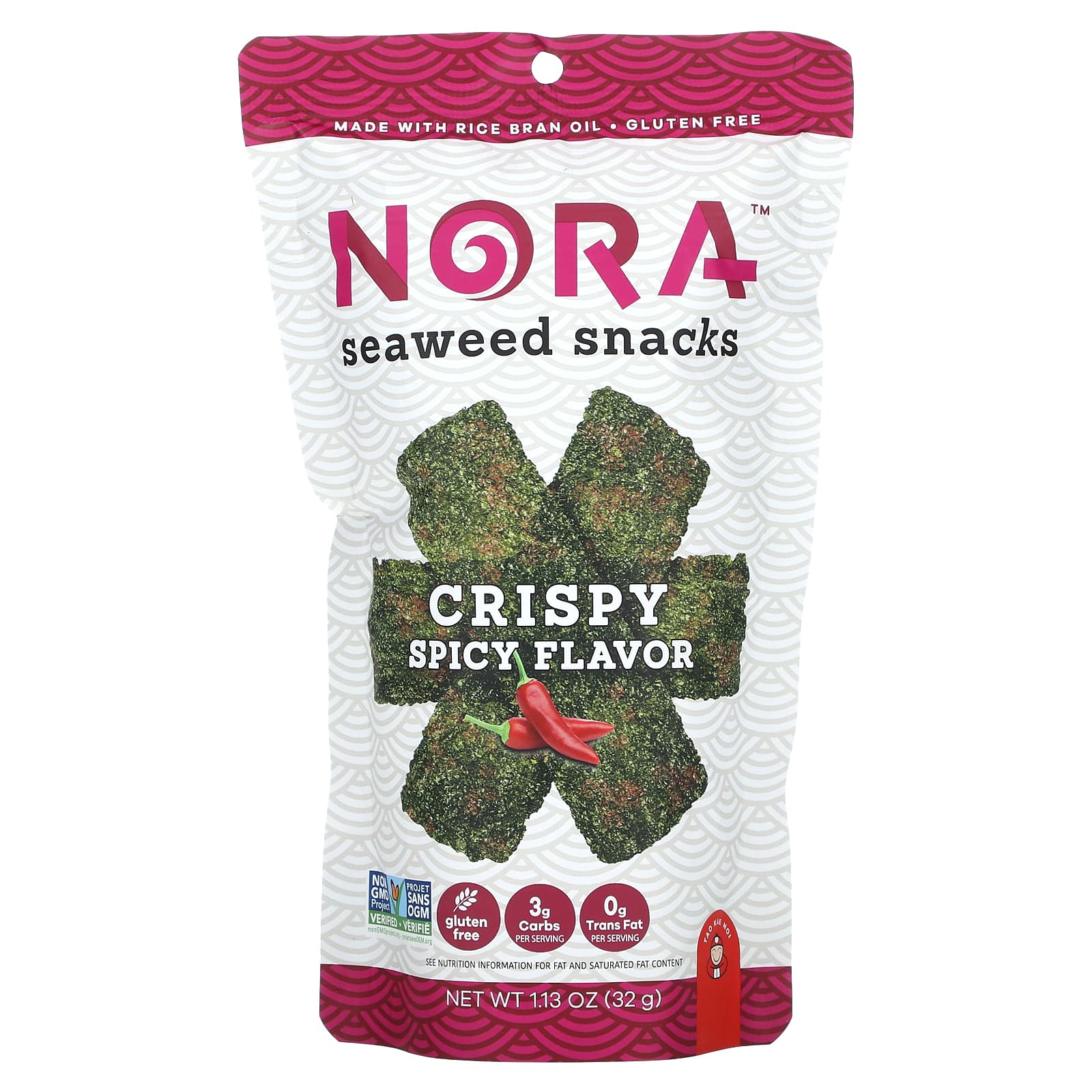 Nora Snacks-Seaweed Snacks-Crispy Spicy-1.13 oz (32 g)