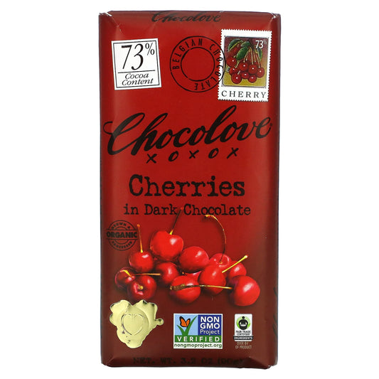 Chocolove-Cherries In Dark Chocolate-73% Cocoa-3.2 oz (90 g)