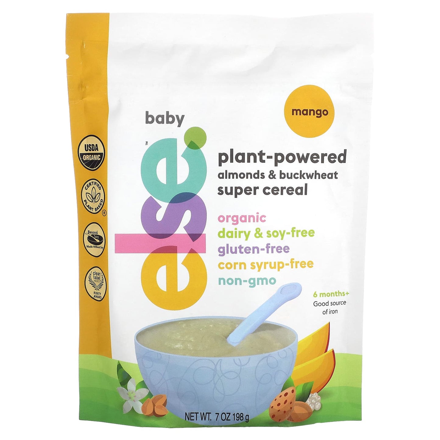 Else-Baby-Plant-Powered Almonds & Buckwheat Super Cereal-6+ Months-Mango-7 oz (198 g)