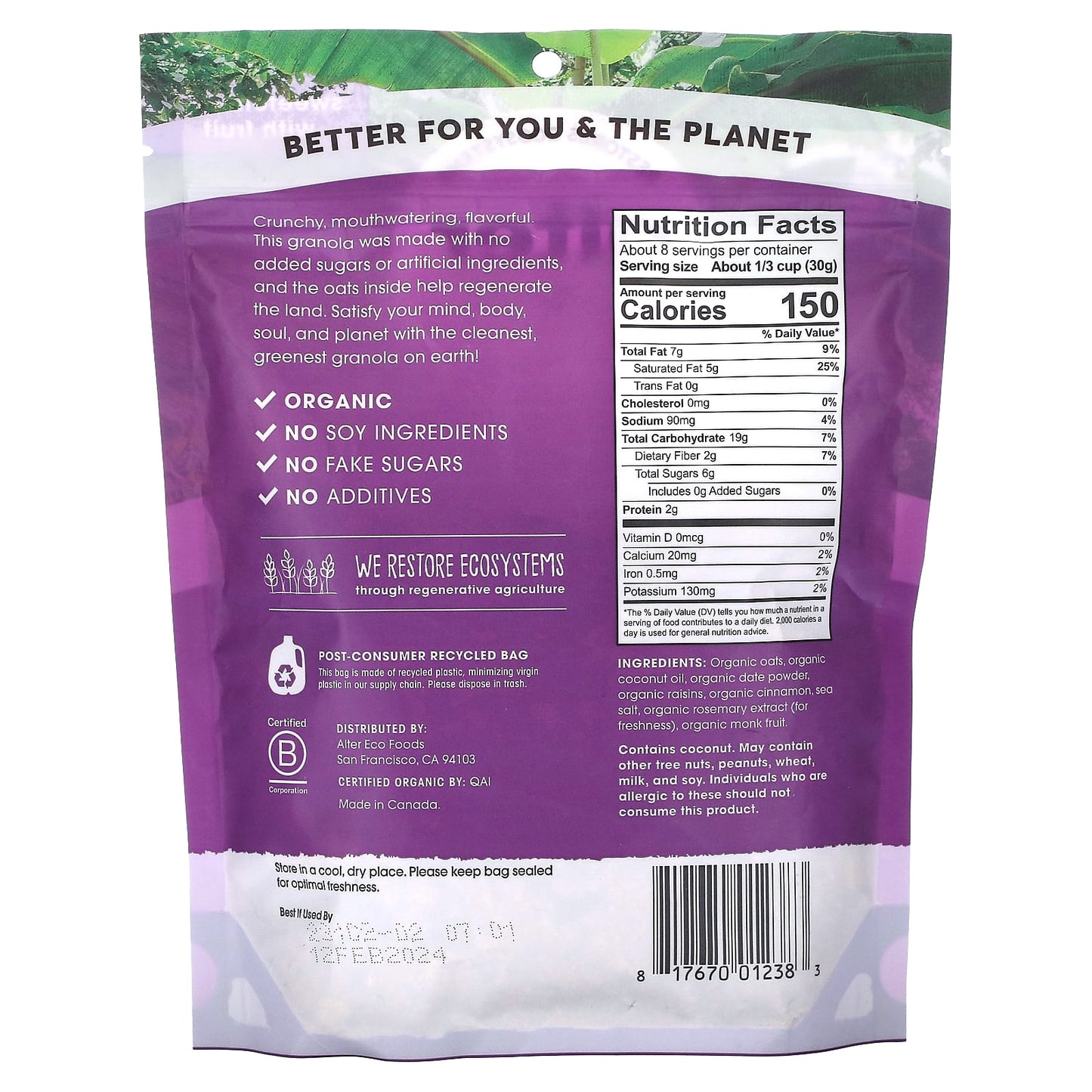 Alter Eco, Organic Granola, Cinnamon Raisin, 8 oz (227 g)