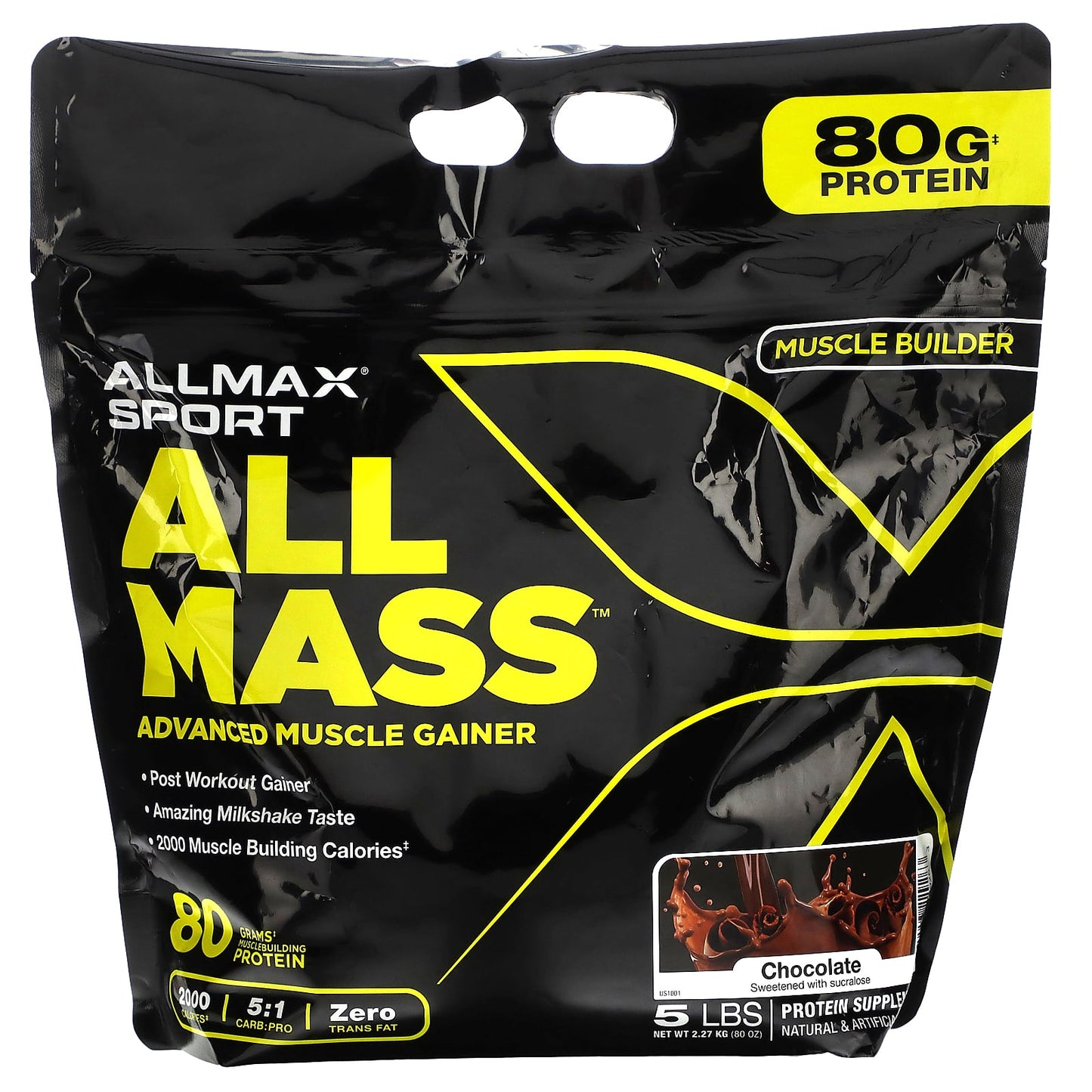 ALLMAX-Sport-All Mass-Advanced Muscle Gainer-Chocolate-5 lbs-2.27 kg (80 oz)