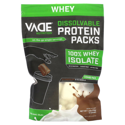 Vade Nutrition-Dissolvable Protein Packs-100% Whey Isolate-Chocolate & Vanilla-1.6 lb (735 g)