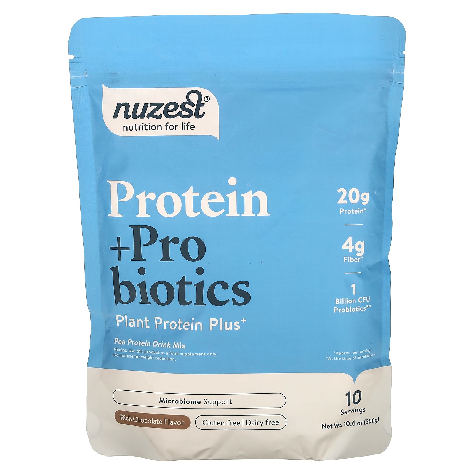 Nuzest-Protein + Probiotics-Rich Chocolate-10.6 oz (300 g)