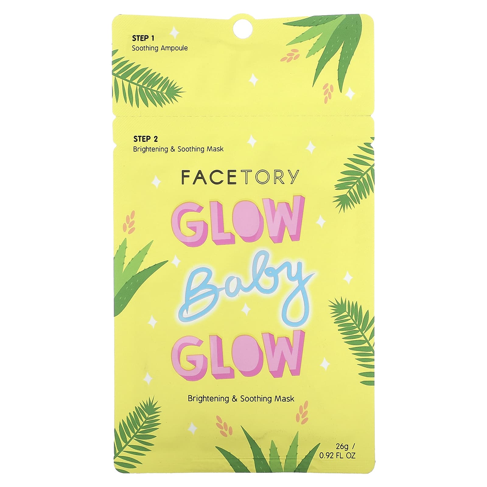 FaceTory-Glow Baby Glow-2 Step Brightening & Soothing Beauty Mask-1 Set-0.92 fl oz (26 g)