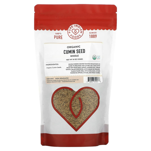 Pure Indian Foods-Organic Cumin Seed-Whole-8 oz (226 g)