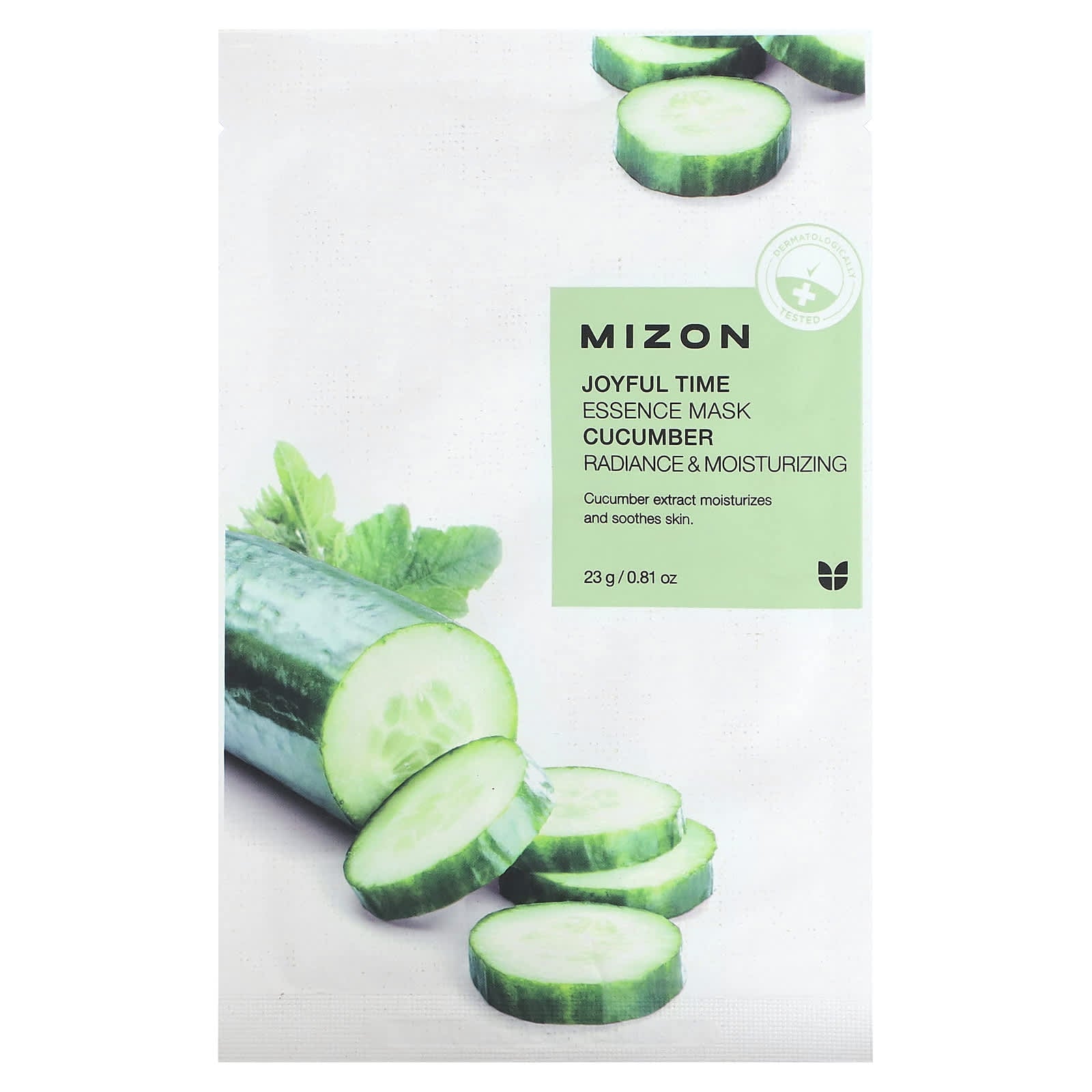 Mizon-Joyful Time Essence Beauty Mask-Cucumber-1 Sheet Mask-0.81 oz (23 g)