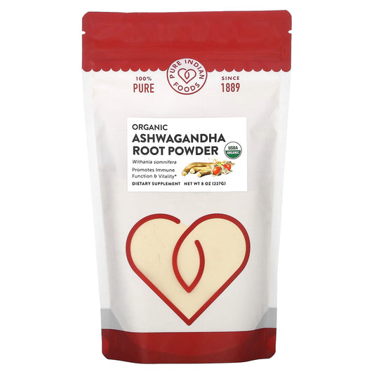 Pure Indian Foods-Organic Ashwagandha Root Powder-8 oz (227 g)