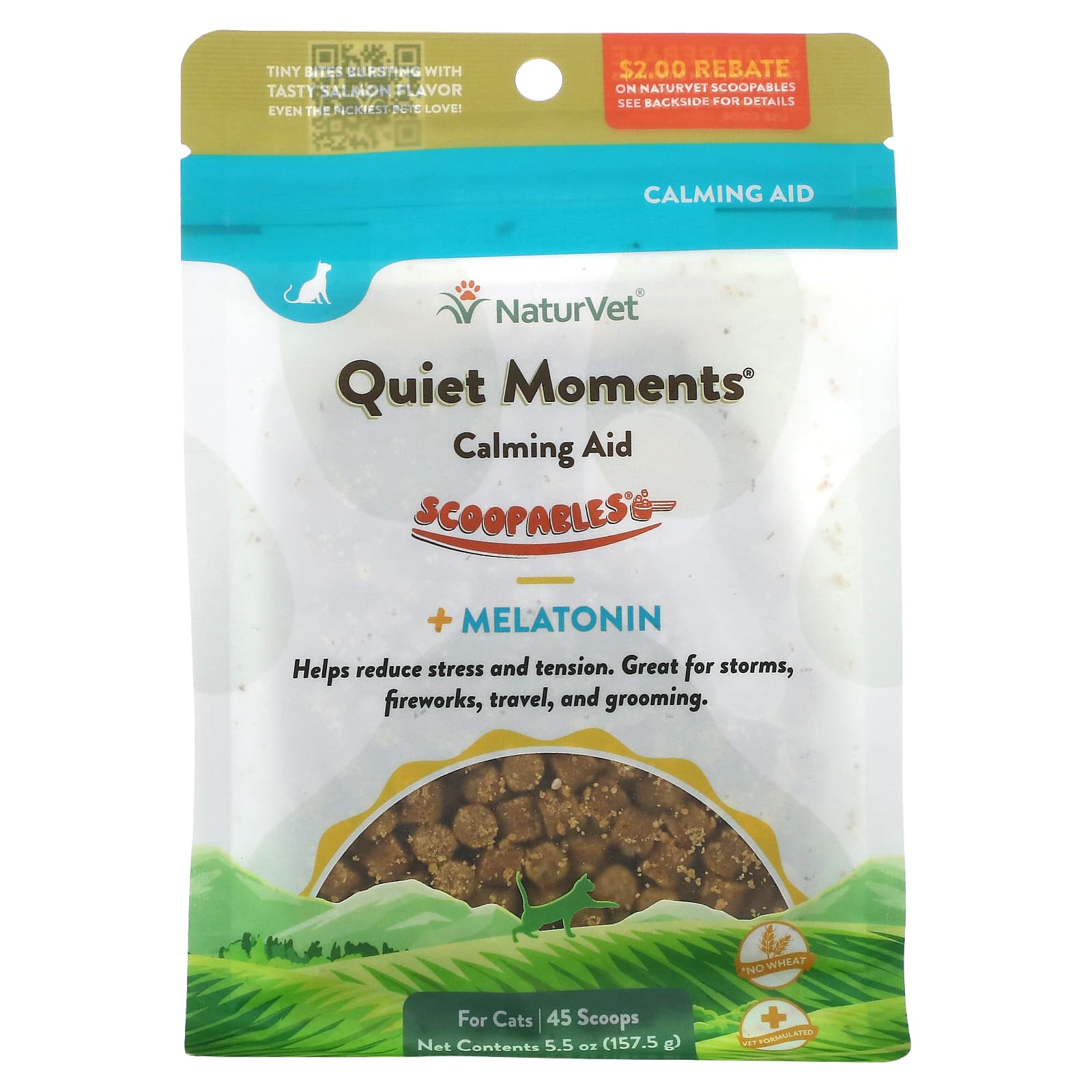 NaturVet-Scoopables-Quiet Moments Calming Aid + Melatonin-For Cats-Salmon-5.5 oz (157.5 g)