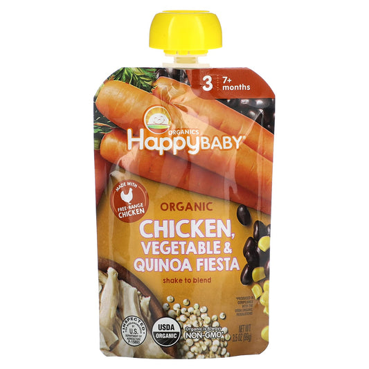 Happy Family Organics-Happy Baby-7+ Months-Organic Chicken-Vegetable & Quinoa Fiesta-3.5 oz (99 g)