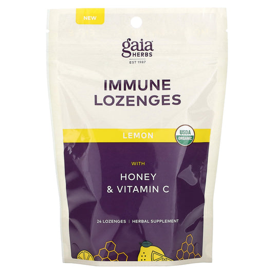 Gaia Herbs-Immune Lozenges-Lemon-24 Lozenges