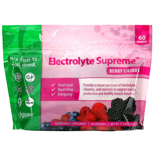 Jigsaw Health-Electrolyte Supreme-Berry-Licious-60 Packets-11.4 oz (324 g)