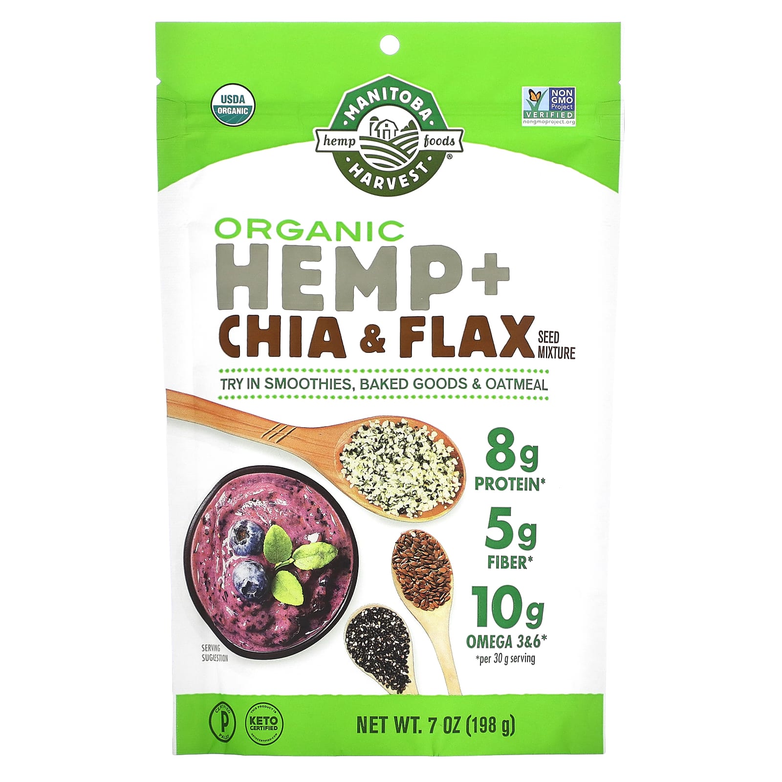 Manitoba Harvest-Organic Hemp + Chia & Flax Seed Mixture-7 oz (198 g)