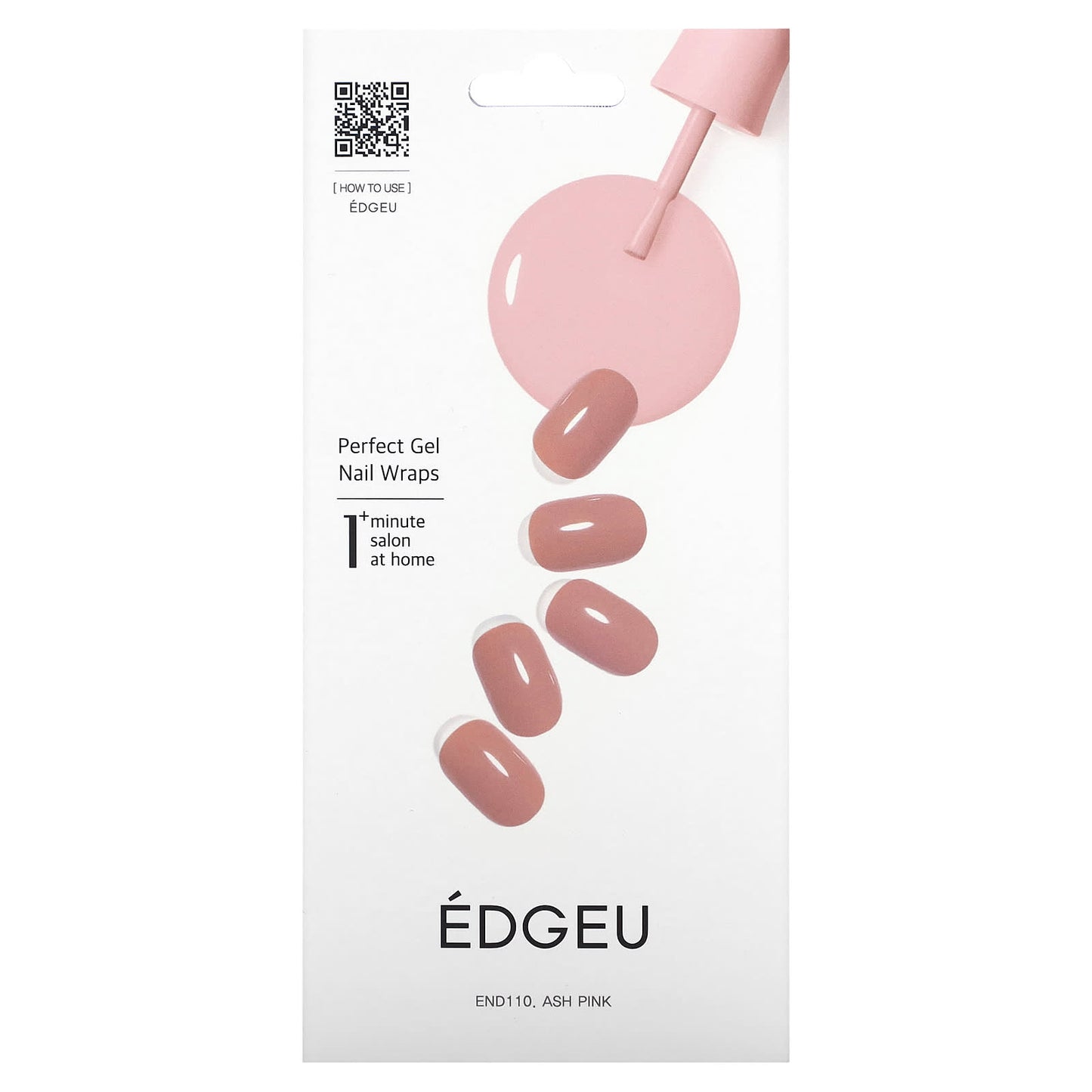 Edgeu-Perfect Gel Nail Wraps-END110-Ash Pink-16 Piece Strips Set