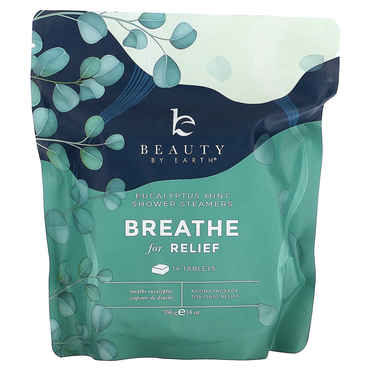 Beauty By Earth-Breathe for Relief Shower Steamers-Eucalyptus Mint-14 Tablets