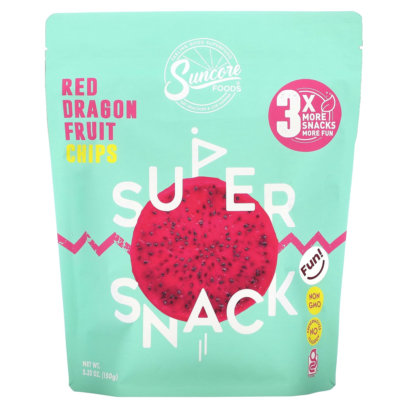 Suncore Foods-Super Snack-Red Dragon Fruit Chips-5.32 oz (150 g)