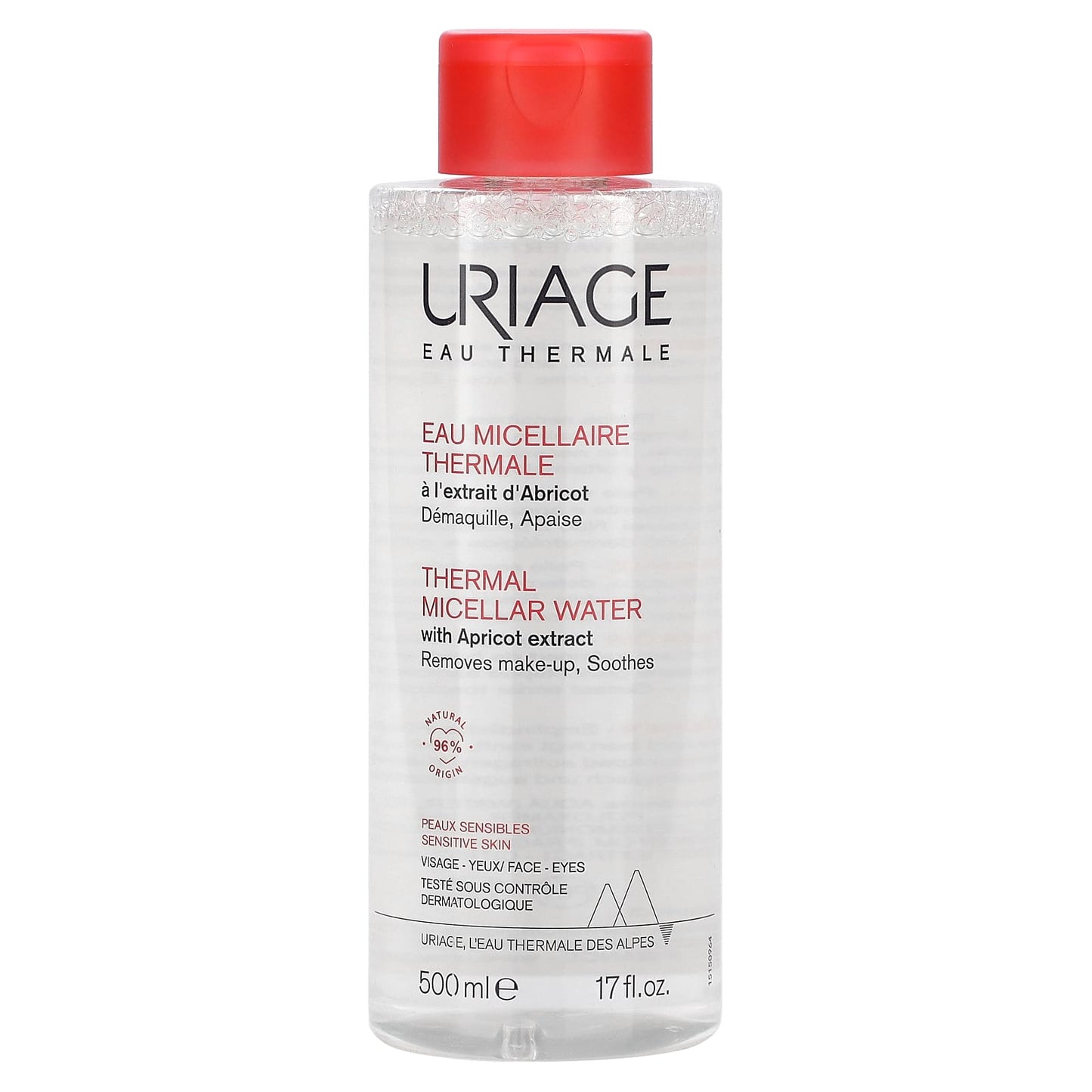 Uriage-Thermal Micellar Water with Apricot Extract-Sensitive Skin-17 fl oz (500 ml)