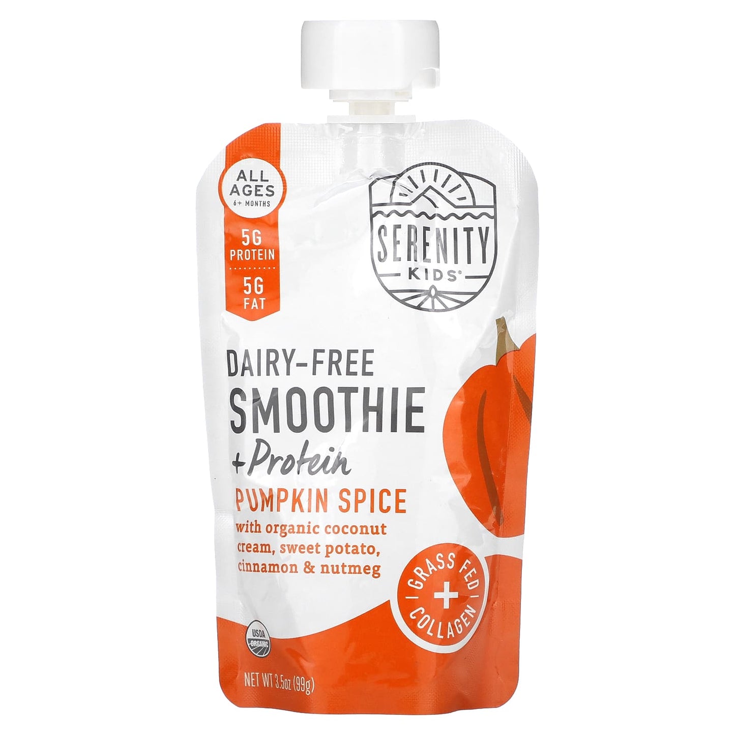 Serenity Kids-Dairy-Free Smoothie + Protein-All Ages 6+ Months-Pumpkin Spice-3.5 oz (99 g)