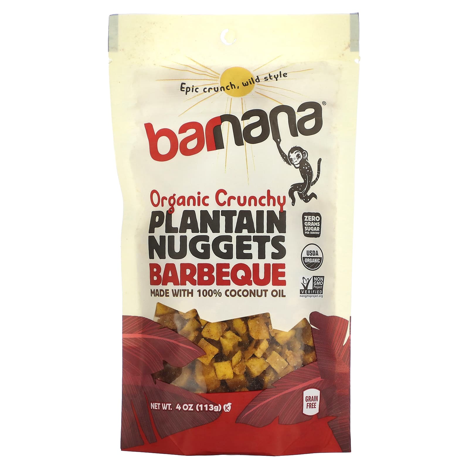 Barnana-Organic Crunchy Plantain Nuggets-Barbeque -4 oz (113 g)