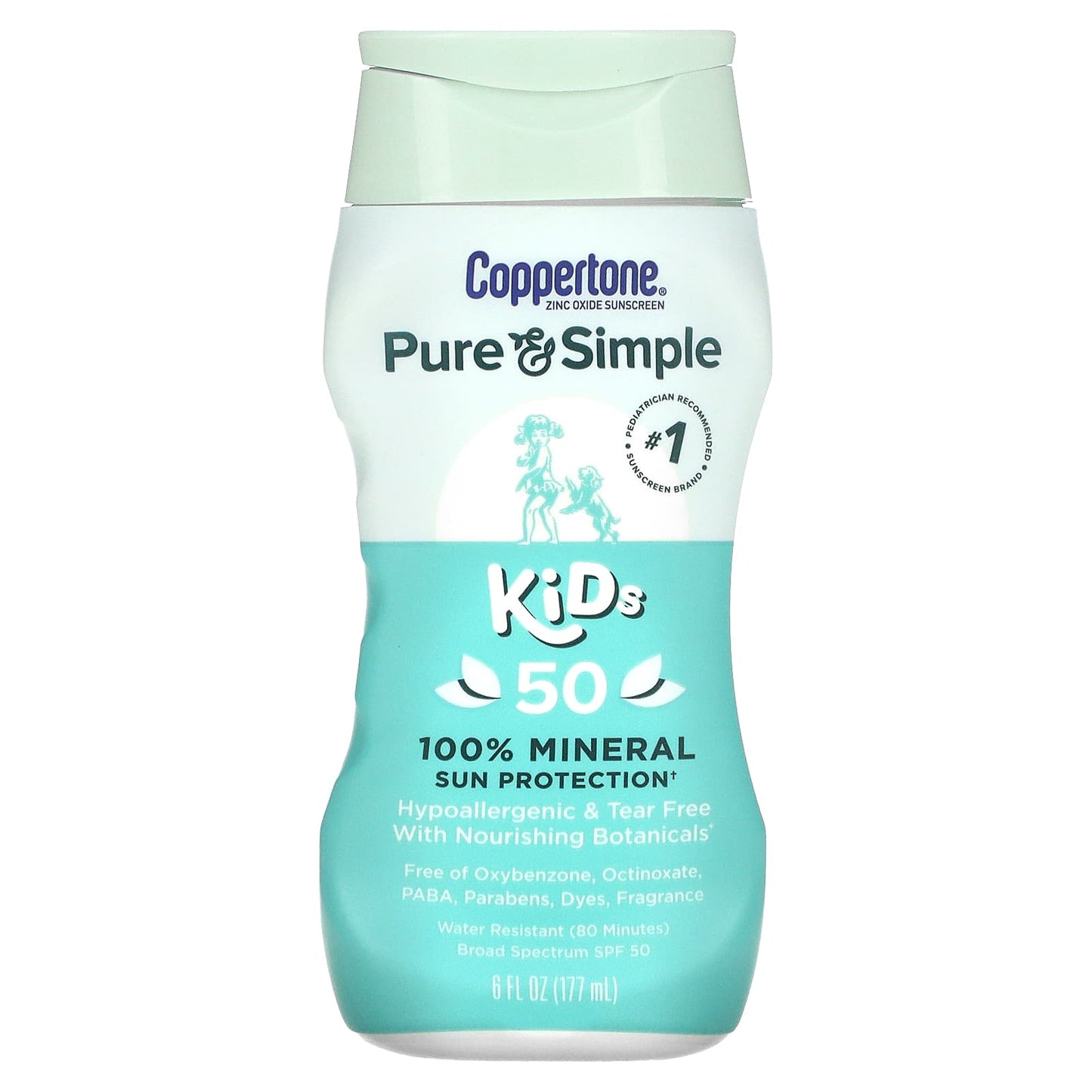 Coppertone-Pure & Simple-Kids-100% Mineral Sun Protection-SPF 50-6 fl oz (177 ml)