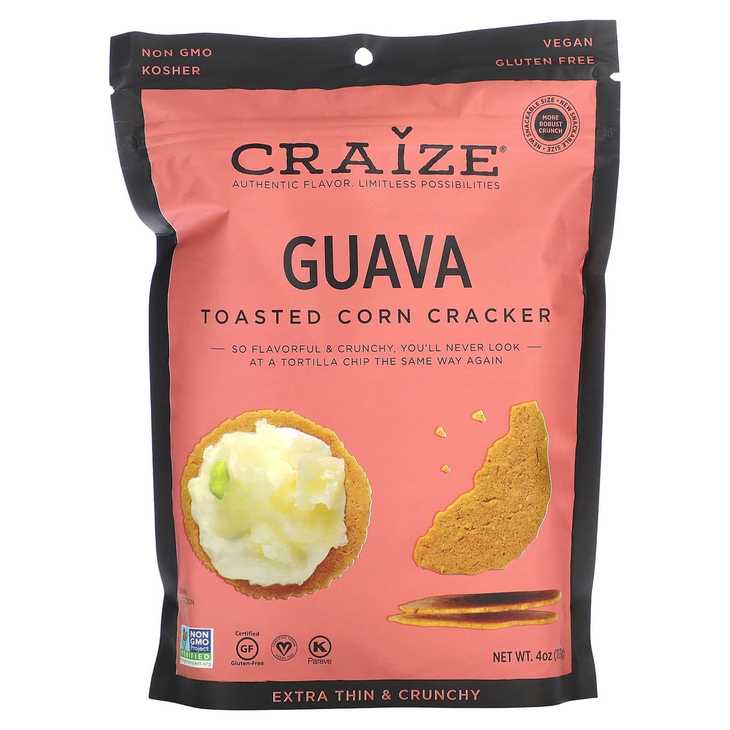 Craize-Toasted Corn Cracker-Guava-4 oz (113 g)