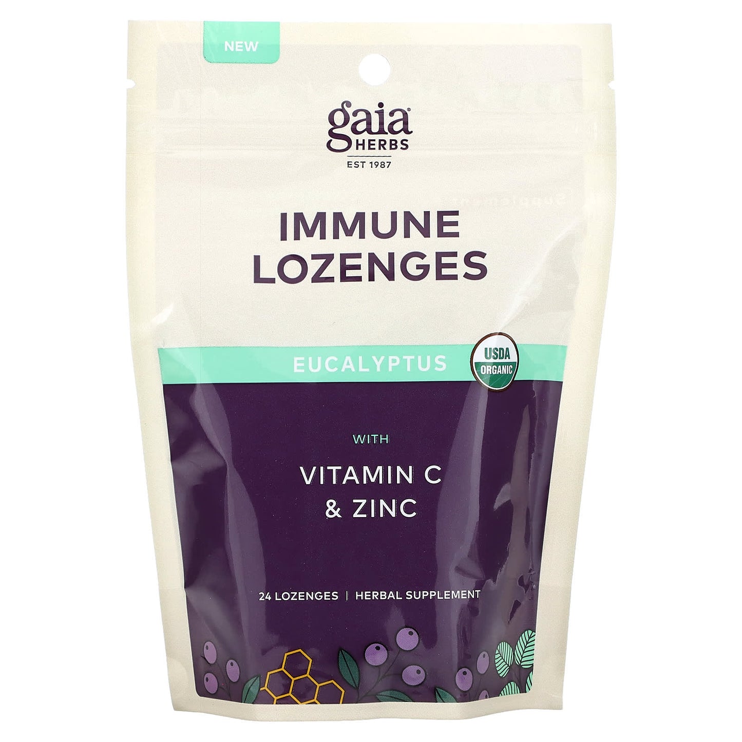 Gaia Herbs-Immune Lozenges-Eucalyptus-24 Lozenges